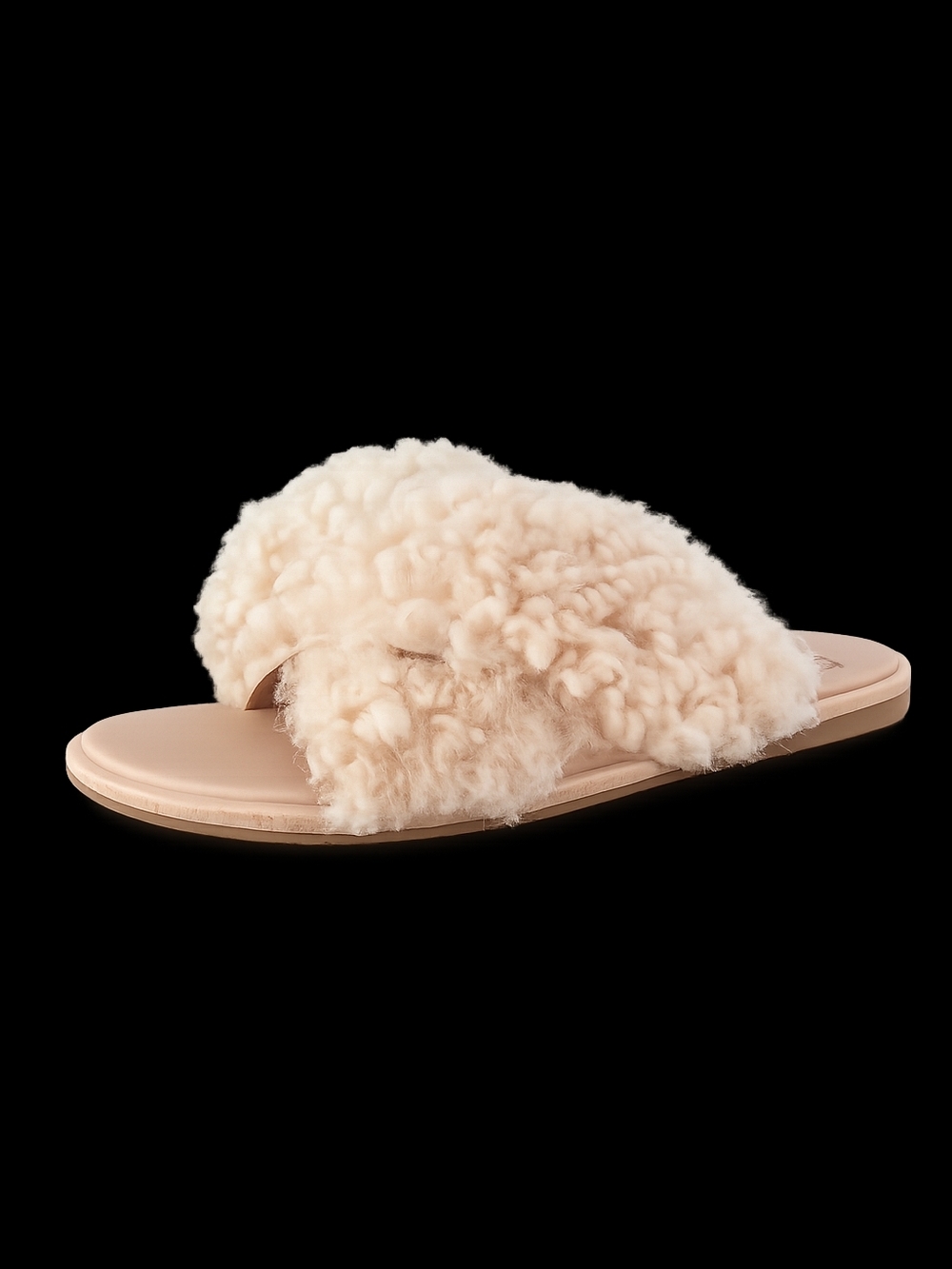 UGG Joni Sheepskin Slide Sandals Cream Fluffy Cozy Slides Women’s 9.5 Lounge Lux - Picture 3 of 11